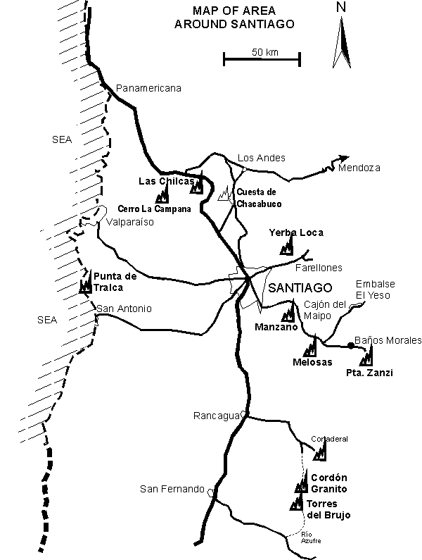 Mapa alrededor de Santiago